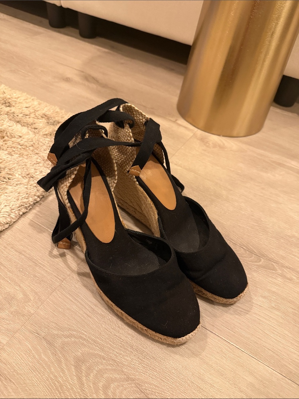 Castaner Black Espadrille Wedges with Ankle Wrap - Picture 9 of 9